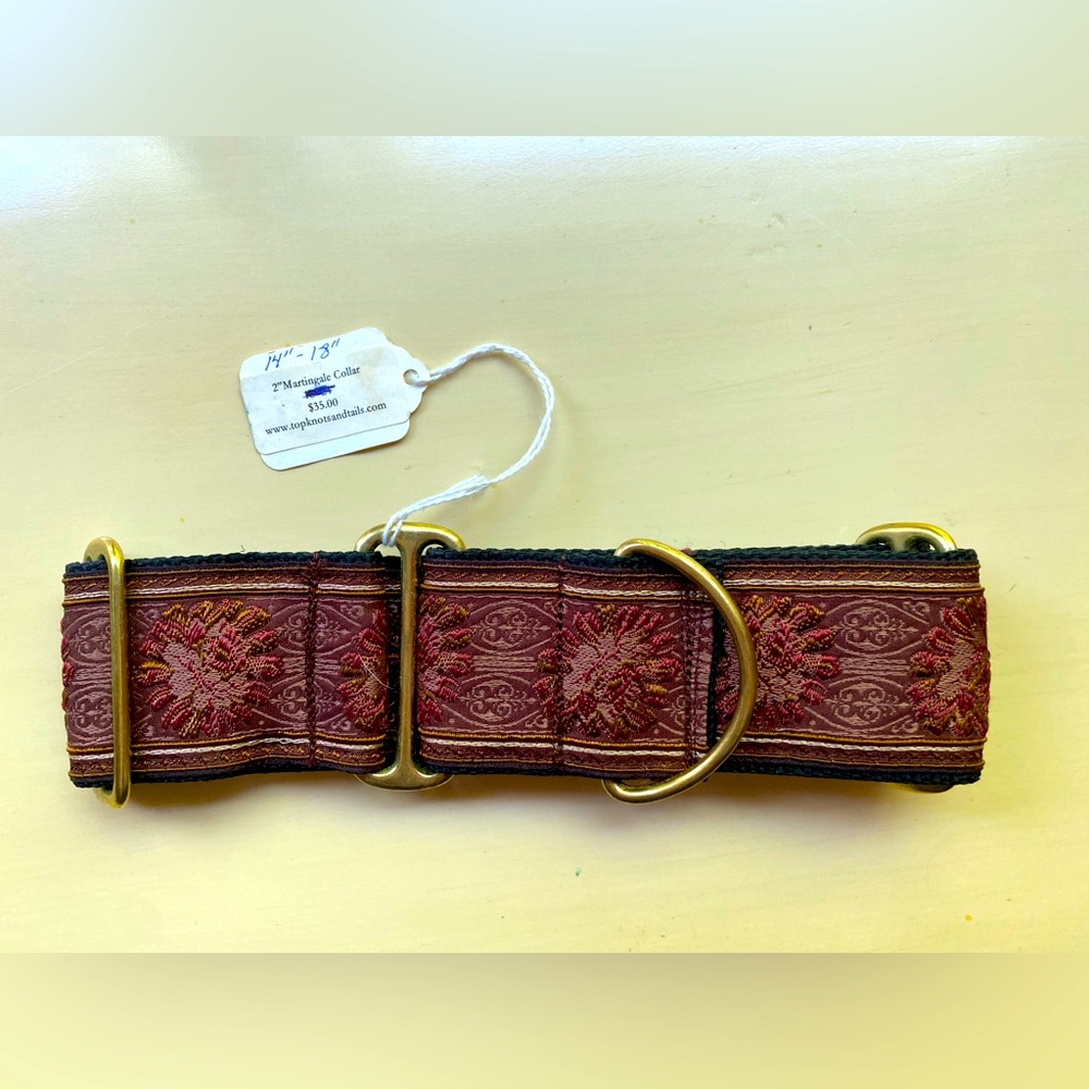 Martingale dog collar. 2” wide. Handmade. Fits a 14”-16” neck. New never used.